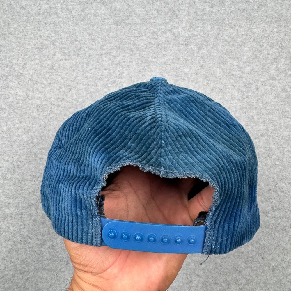 Vintage Denver Broncos AJD Corduroy Snapback Hat Blue Orange Made in USA NFL Cap - Picture 5 of 11
